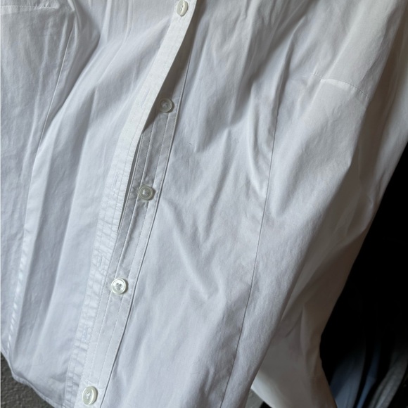 LOFT White Fitted Button Down Shirt with Dress Collar - Picture 4 of 6